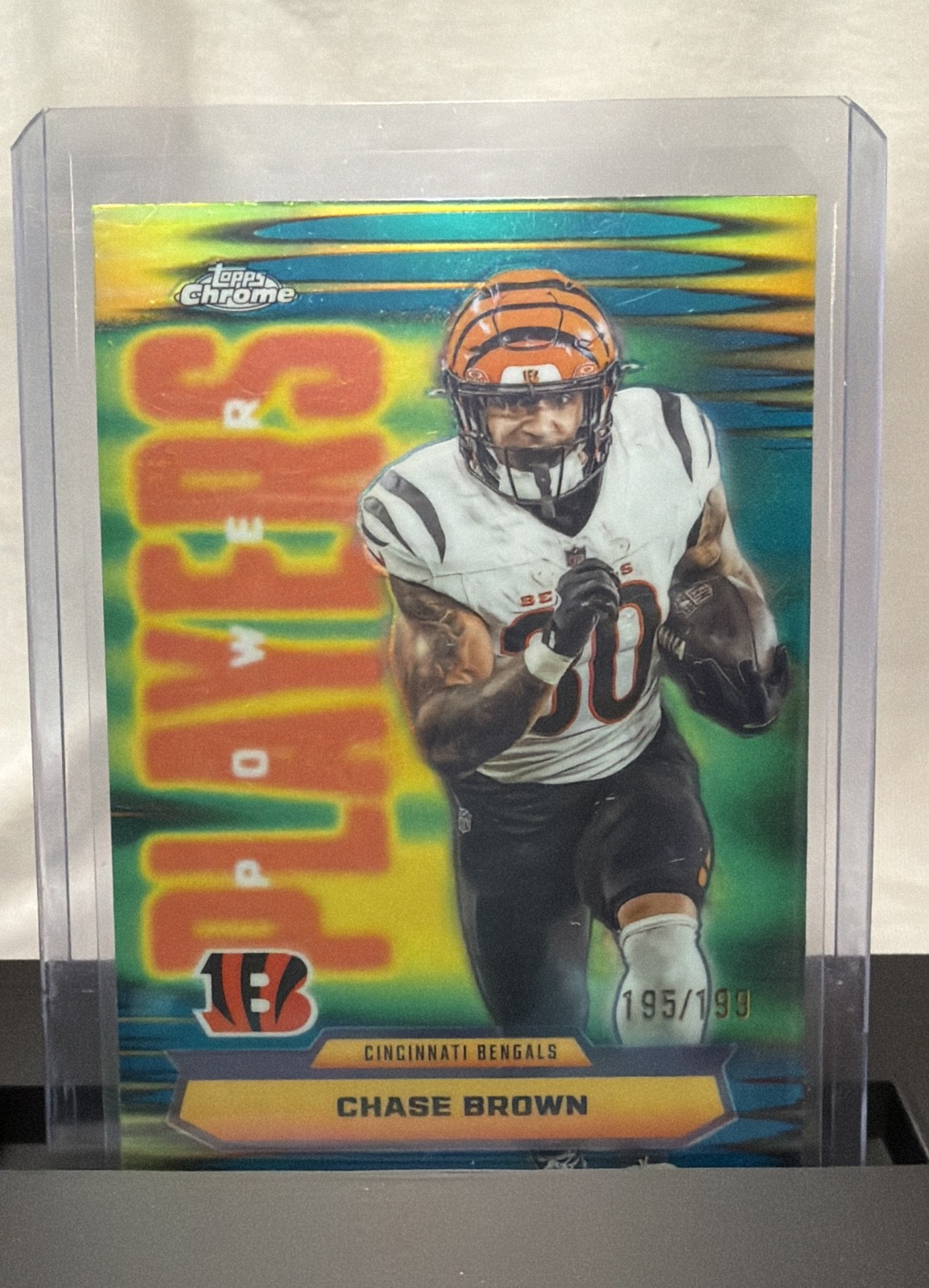 2025 Topps Chrome - Power Players Chase Brown #PP-19 Aqua Refractor /199