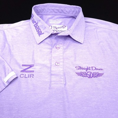 STRAIGHT DOWN -TOUR ISSUE ONLY- GOLF POLO SHIRT -S- PURPLE PERFORMANCE BARBASOL