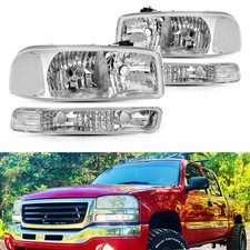 Headlights W Bumper Lamps For 1999-2007 Gmc Sierra 1500 2500 2000-2007yukon Xl
