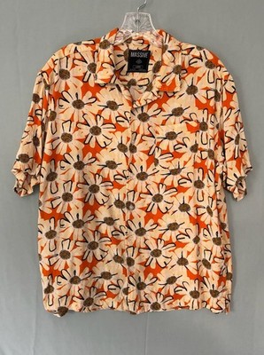 Massive Men s Button Down Shirt/Hawaiian style/ Daisy/Spring Break/Size L