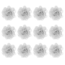 12-Pack Chiffon Flowers 1.97 x 1.97" Fabric Flowers for Craft Gray 