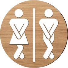 Jetec Bathroom Sign Wooden Half Bathroom Decor Funny Cute Unisex Restroom Sign f