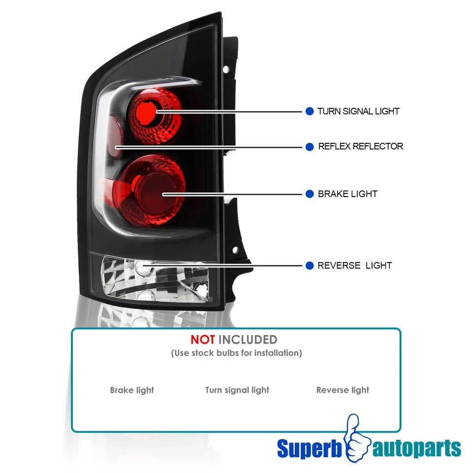 Fits 2005-2015 Armada Tail Brake Lights Rear Lamps Black Replacement Pair - Image 3 of 4