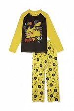 Pokemon 025 Pikachu Boy's Long-Sleeved Jersey and Fleece Pajama Set, Size 8