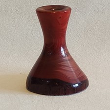 Vintage Mid Century Hand Turned Live Edge Intricate Redwood Small Bud Vase 3  