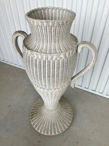 victorian wicker large standing urn