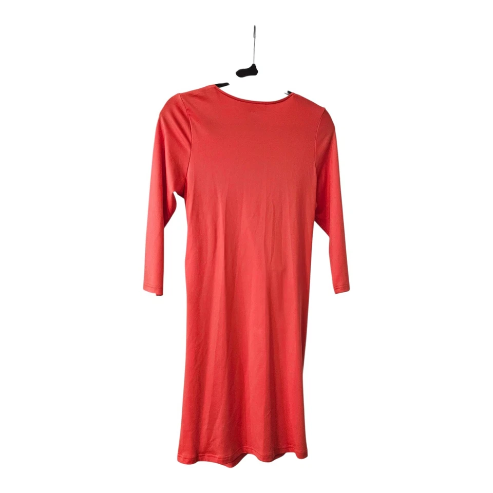 Vestido Julie Marrón Nuevo con Etiquetas Talla M Frontal Torcido Fruncido Coral Cuello en V Mangas 3/4 Elastizado Foto 2 de 4