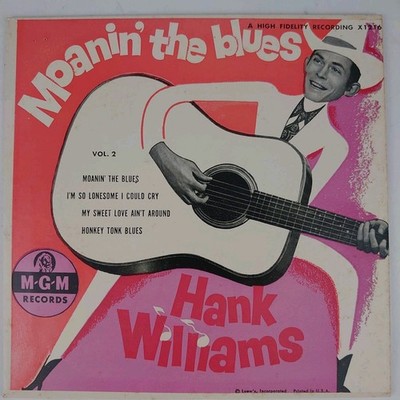 HANK WILLIAMS MEM 1217 EP  MOANIN THE BLUES  VG+ 45 RPM 7'' 1958