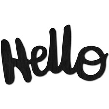 Hello Wood Sign Cutout Wooden Letter Sign Black Wooden Hello Wall Decor Word ...