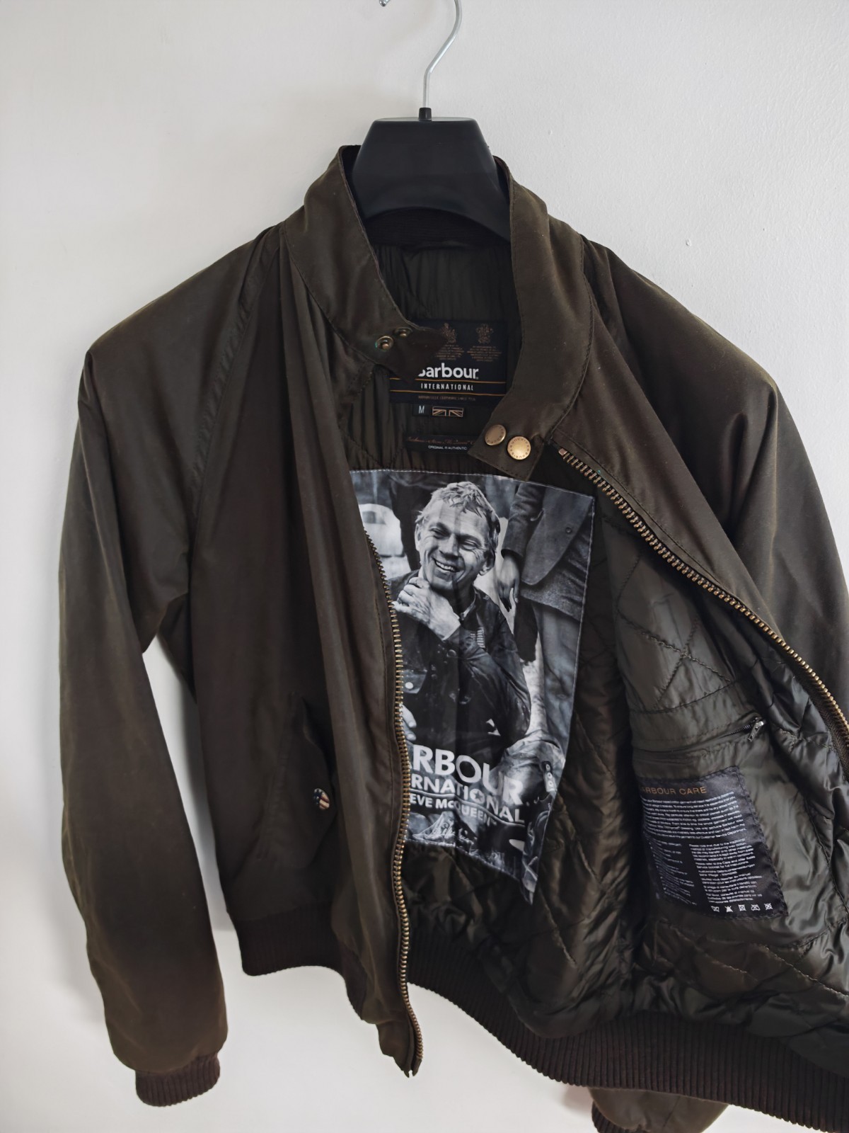 Barbour International Steve McQueen Merchant Wax Jacket Olive Men's M Bomber image 7