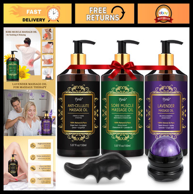 3 Pack Massage Oil Set - Lavender Relaxation, Sore Muscle Arnica, Cellulite Oil,