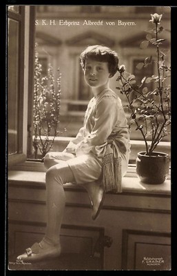 Postcard Hereditary Prince Albrecht of Bavaria sitting at the open window 1913 