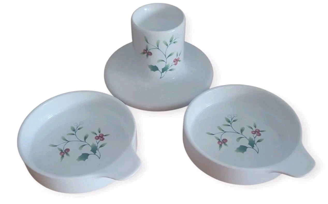 Pfaltzgraff Winterberry Fondue Warmer And 2 Fondue Tidbit Dessert Dishes