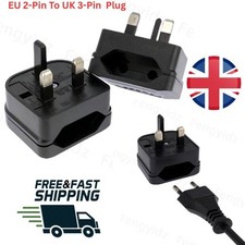 EU European Euro Europe 2-Pin To 3-Pin UK Travel Plug Socket Converter Adapter 