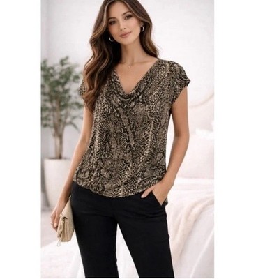 GLEN Brown Snakeskin Print Sleeveless Top Cami NWT 1X