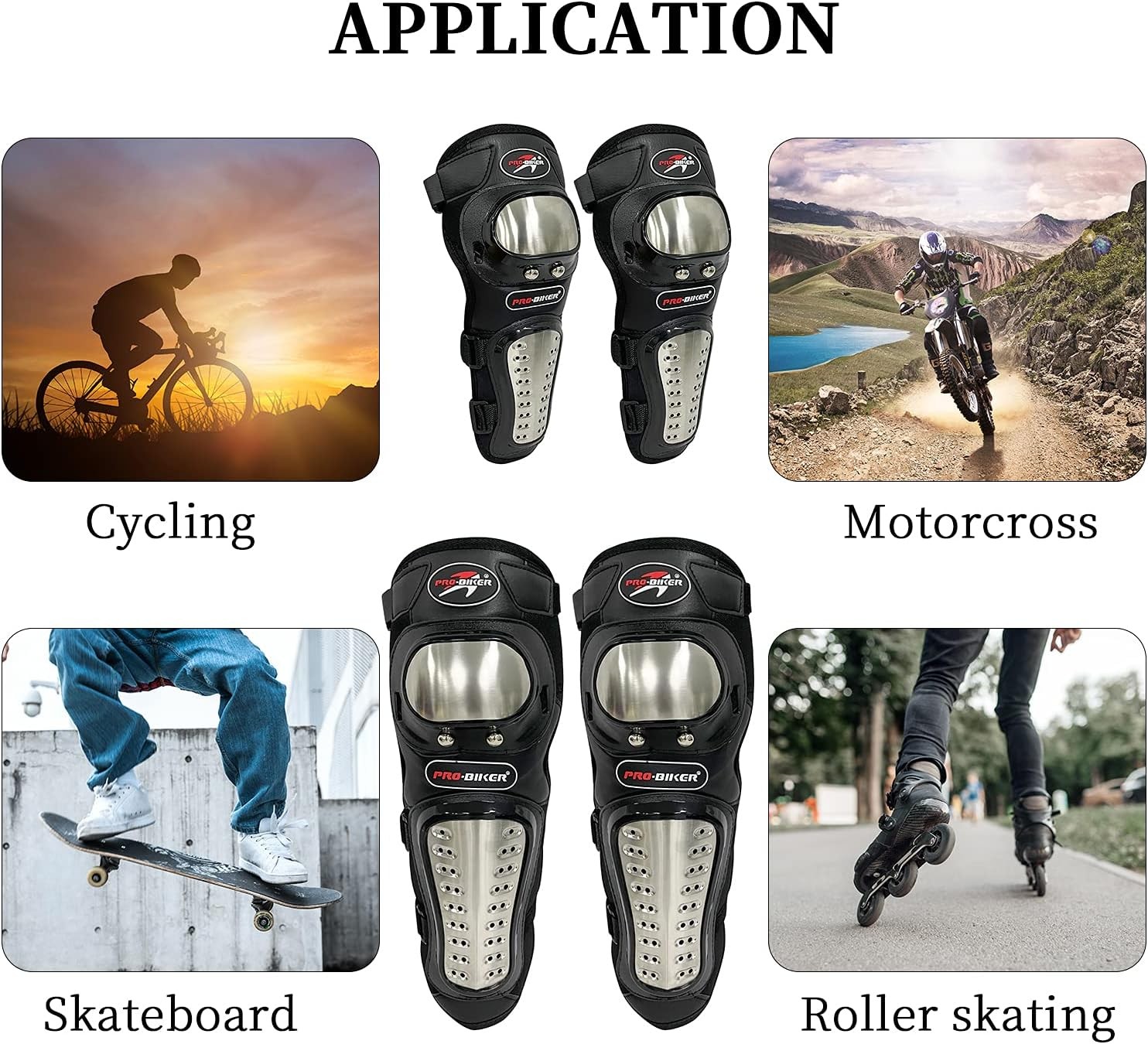 Knee Pads Elbow Pads Stainless Steel Motorcycle Elbow Knee Shin Guards Protec...
