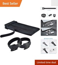 Adjustable 6-Inch Black Cable Management Straps - Set of 60 Reusable Ties