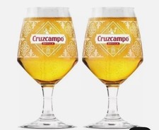 Cruzcampo Chalice Goblet Nucleated 20oz Pint Beer Glass x2 FREE DELIVERY