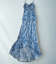 Womens 4 Light Blue Formal Prom Dress Sequin Spaghetti Strap Mermaid Side Slit