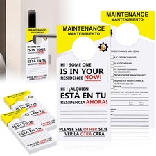 100 PCS Maintenance Door Hanger Tags Bilingual 3.5x7.9 Inch Blank English