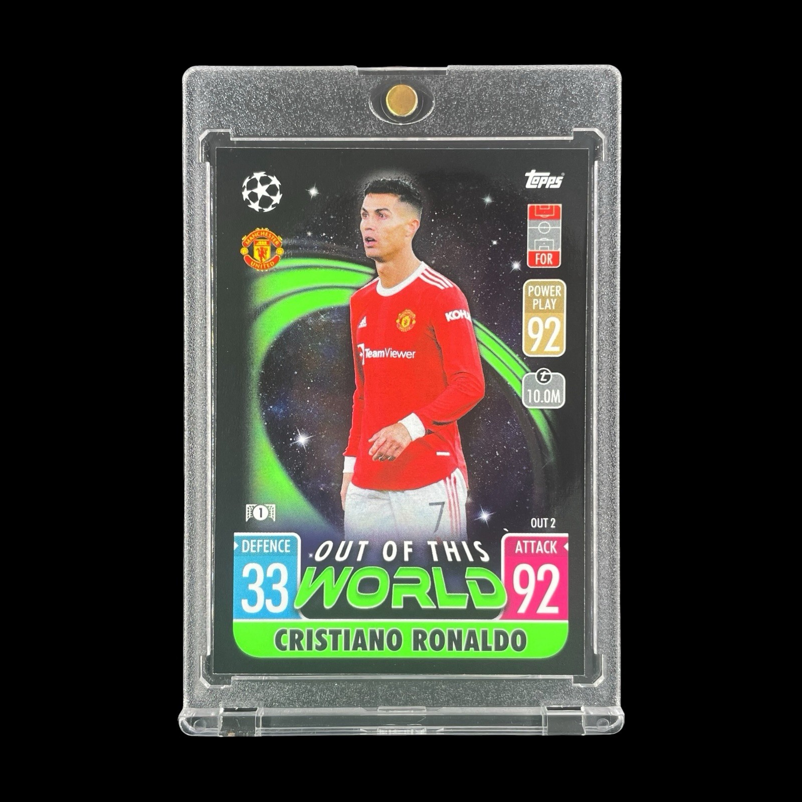 CRISTIANO RONALDO BLACK SILVER SPACE FOIL 2021-22 Topps Match Card - Portugal