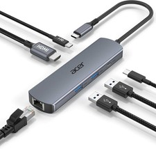 acer 6 in 1 USB C Hub, 4K 60Hz USBC to HDMI Adapter with 1000Mbps Ethernet, 100W