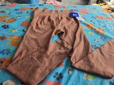 Joy Lab High-Rise Ribbed Seamless 7/8 Leggings Womens Medium Stretch Brown