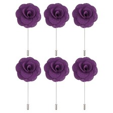 6Pcs Groom Boutonnieres Rose Boutonnieres Pin 3.5"x1.6" for Wedding Dark Purple