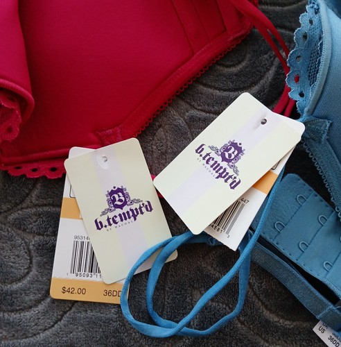 btempt'd bra lot 36DD Blue Red Floral Lace Lined Underwire 953144 NWT 2 Pieces - Picture 7 of 13