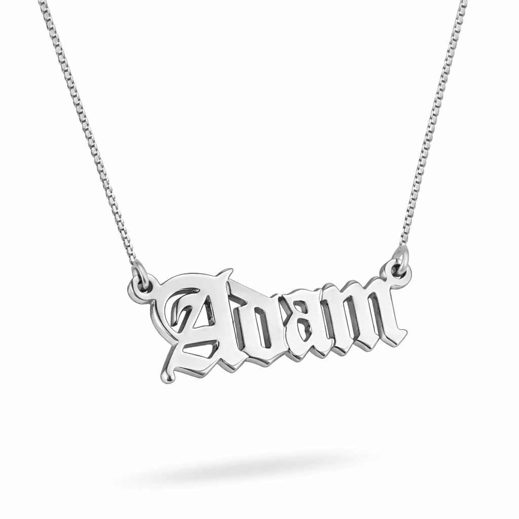 Collar Personalizado Antiguo Nombre Inglés Plata de Ley 925 Gótico Joyería Personalizada