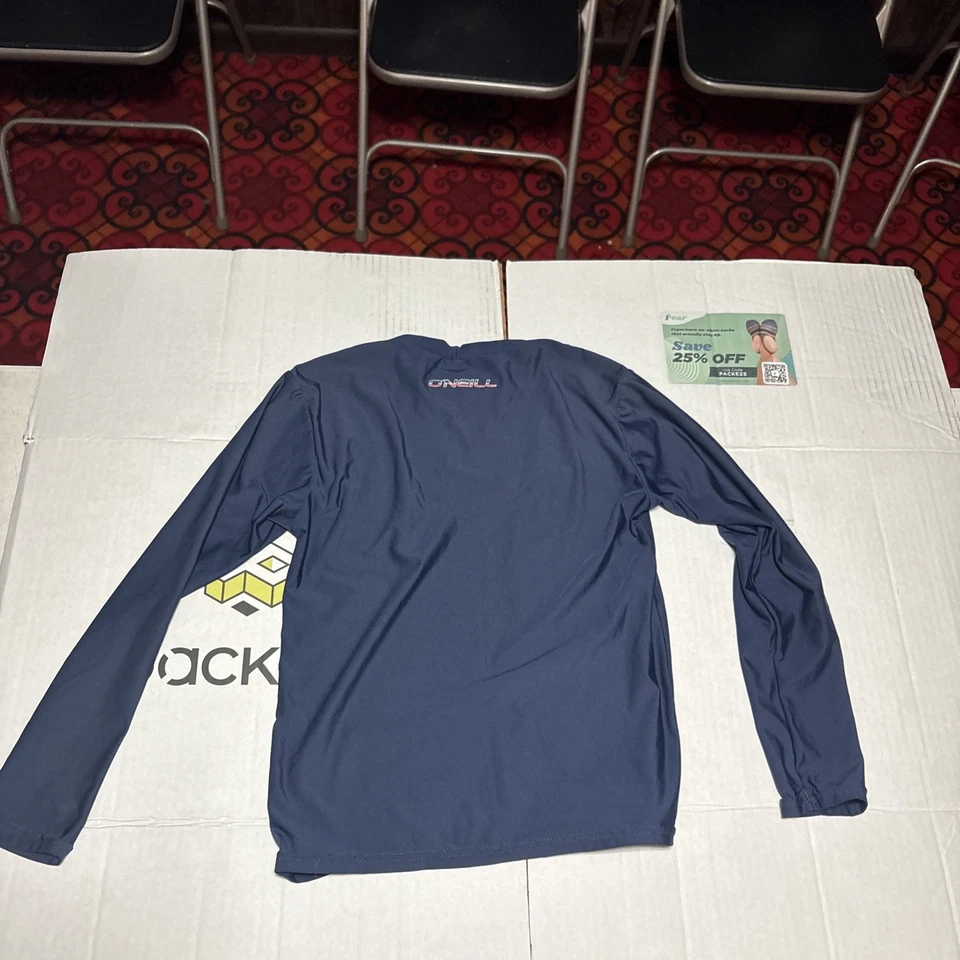 O’Neill Boy’s UV Sun Protection Rashguard T-Shirt Size 14 Long Sleeve Navy Blue - Image 3 of 3
