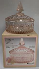 Pink Depression Glass Indiana Candy Dish Diamond Princess w/ Lid Vtg
