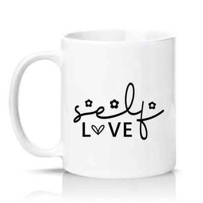 Selbstliebe Unisex 11 Unzen Keramiktasse Liebe Typografie Geschenk für Sie & Ihn