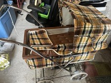 Vintage Baby Pram Plaid Colored Stroller
