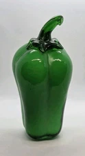 Hand Blown Glass Green Bell Pepper Vegtable Decor 5.75" Long x 2.75" Wide VTG