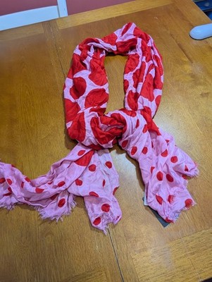 Kate Spade Scarf Wrap Pink Red Giant Polka Dot Oversized Shawl Dopamine...