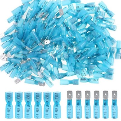 100pcs Insulated Heat Shrink Spade Connectors Female Male Quick Disconnect 16