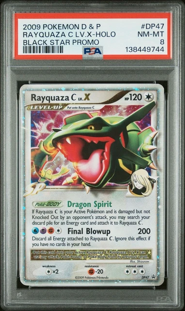 POKEMON RAYQUAZA C LV.X-HOLO 2009 DIAMOND & PEARL BSP #DP47 PSA 8 (New Cert)