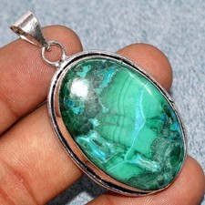 Malachite 925 Silver Plated Pendant 2.1