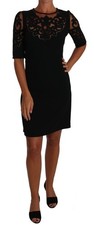 Dolce&Gabbana Women Black Dress Viscose Floral Lace Coctail Bodycon Sz IT36|XXS