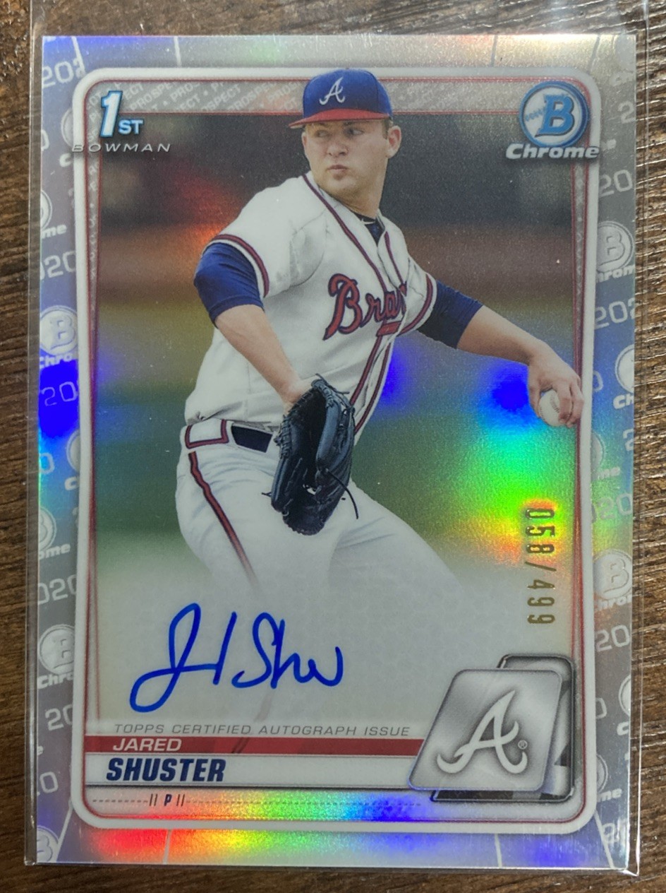 Jared Shuster 2020 Bowman Chrome Draft 1st Refractor Auto #/499 Braves