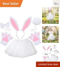 5PCS Easter Bunny Costume Kids, Bunny Ears Headband Bowtie Paws Tail Cosplay ...