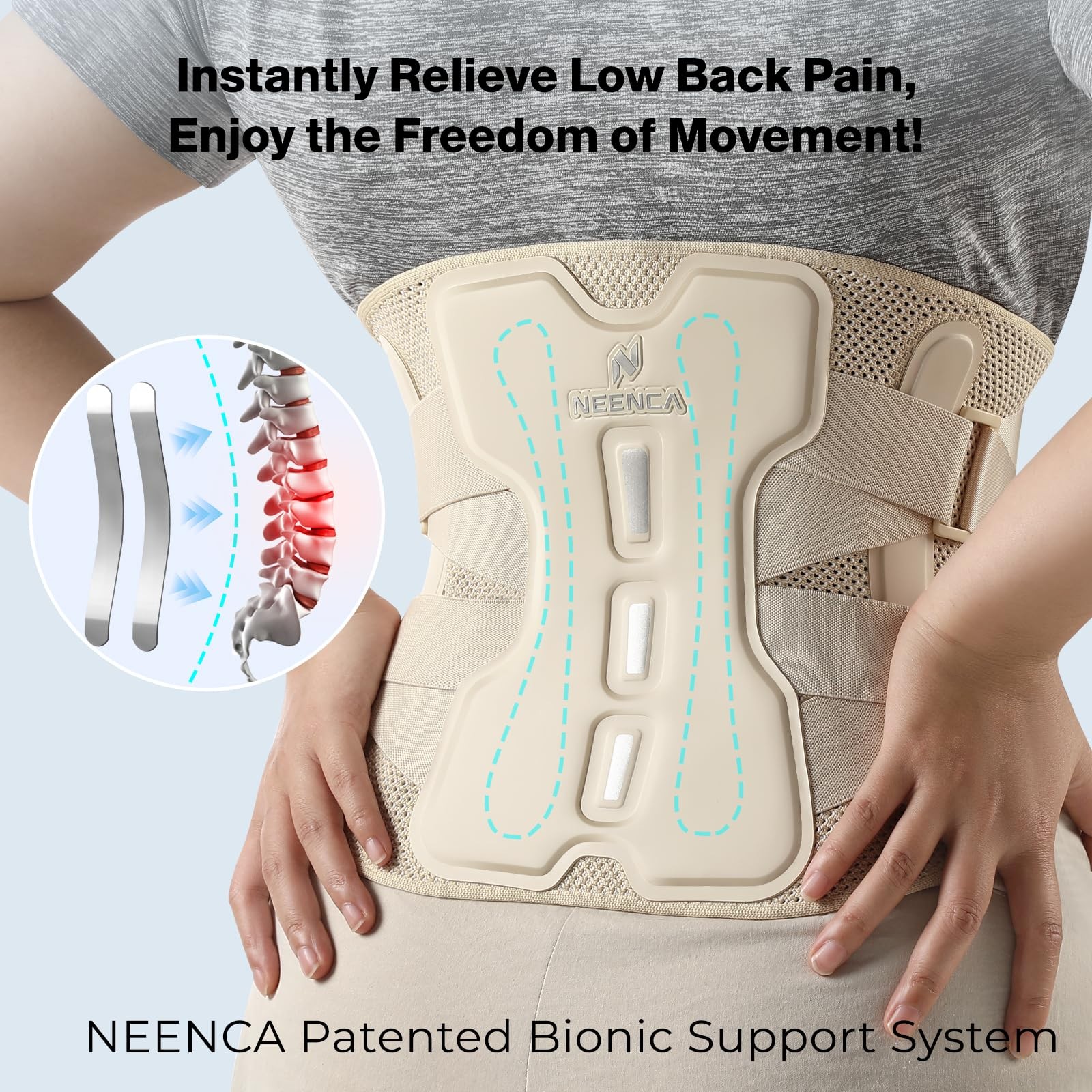 Back Brace for Lower Back Pain Relief with Bionic Support System, Adjustable ...