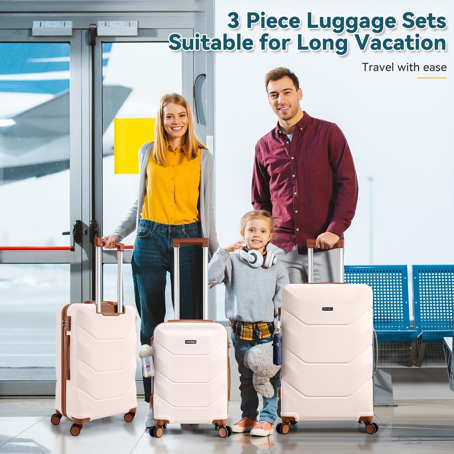 3 Piece Luggage Set with Spinner Wheels TSA Lock ABS Hardshell Large Suitcase