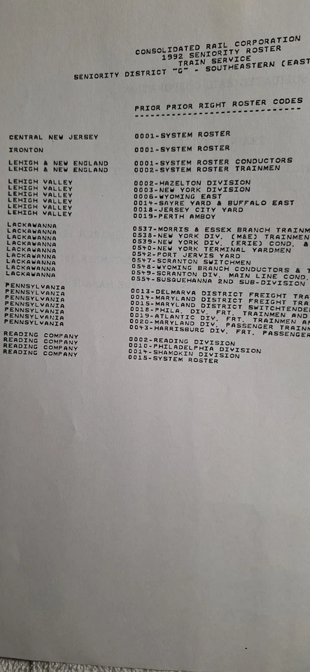 Lista de conductores Conrail District G 1941-1990 Foto 3 de 4