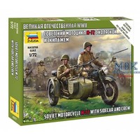 Zvezda ZV6277 1:72 Soviet Motorcycle M-72 W/Sidecar + Crew Wwii
