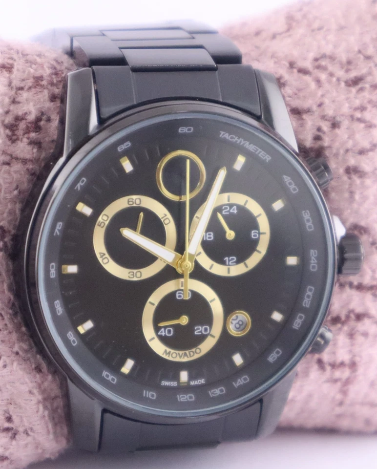 Повседневный MOVADO хронограф черный 'дата' кварцевые мужские наручные часы "оставаться пунктуальным" - Изображение 3 из 4