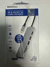 Vivitar Tipo C 6 en 1 USB Aluminio Hub SD/Micro SD Lector de Tarjetas 4K 3 Puertos USB
