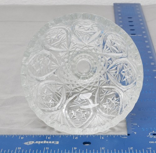 Vintage Clear Pressed Glass Footed Bowl with Toothed Rim - Picture 3 of 6