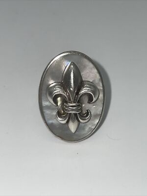 Vintage STERLINGSILBER FLEUR-DE-LIS RING GRÖSSE 7 Opal Stein